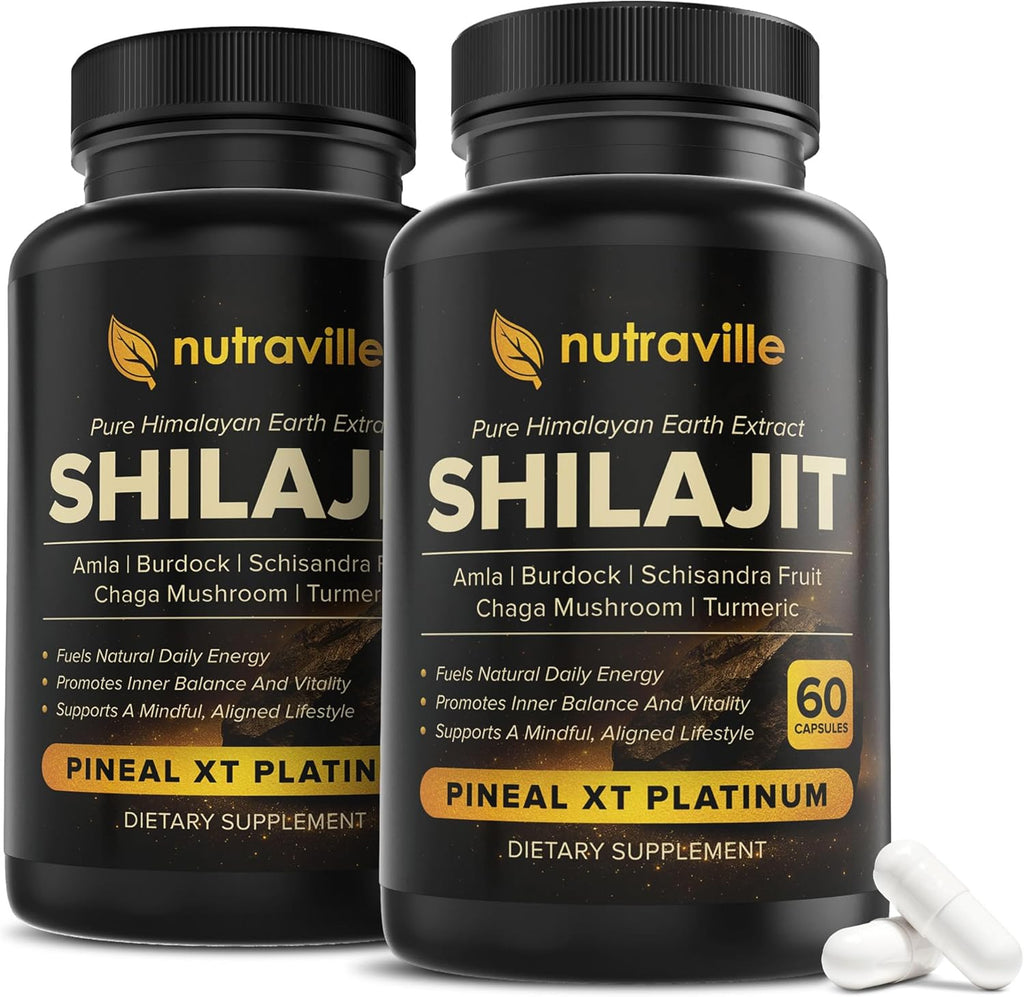 Pineal XT Platinum – Pure Himalayan Shilajit Supplement – Supports Energy, Brain Health & Memory - Rapid Pineal Gland Decalcification Cognitive Health Support – 120 Veggie Capsules