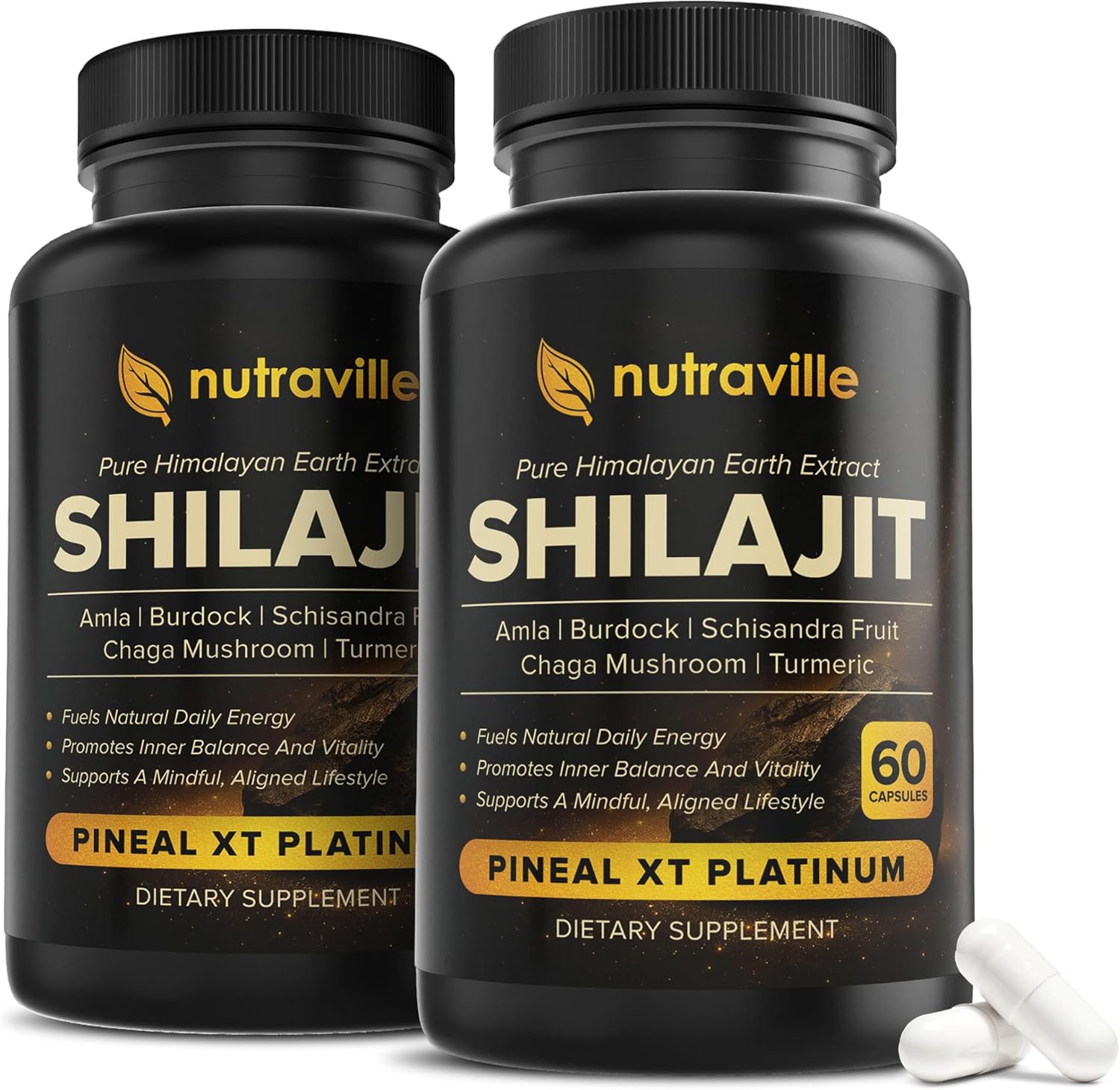 Pineal XT Platinum – Pure Himalayan Shilajit Supplement – Supports Energy, Brain Health & Memory - Rapid Pineal Gland Decalcification Cognitive Health Support – 120 Veggie Capsules