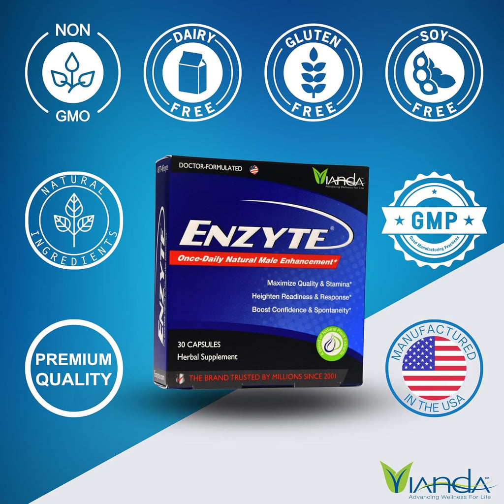 Enzyte® Natural Male Enhancement Bundle for Quality and Stamina with Asian Ginseng, Ginkgo Biloba, Grape Seed Extract, Horny Goat Weed - 8 Pack Bundle