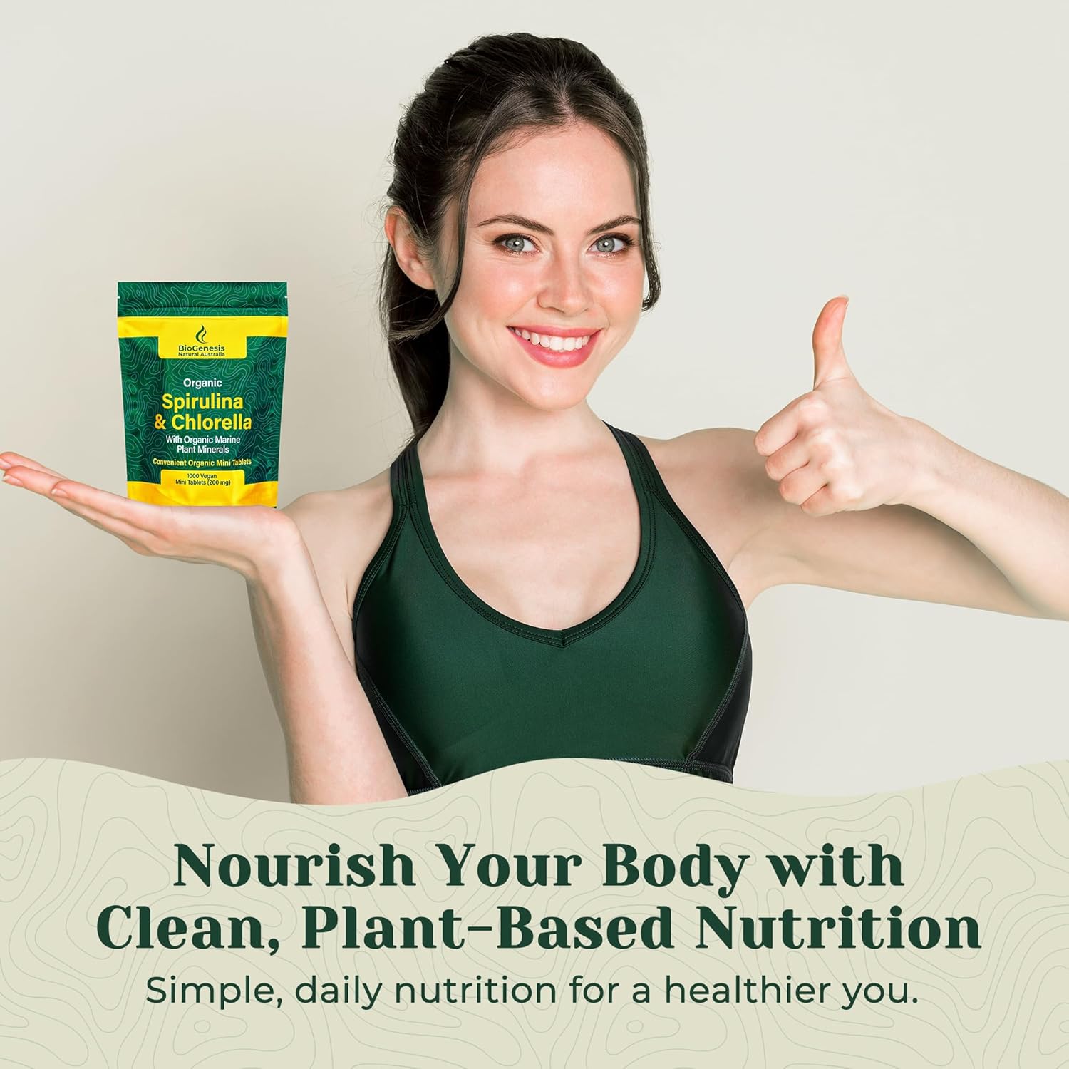 Biogenesis Organic Spirulina, Chlorella & Marine Plant Minerals - 1000 Count (200 mg) | Australian Grown Algae Superfood | Support Energy & Immunity | Vegan Mini Tablets