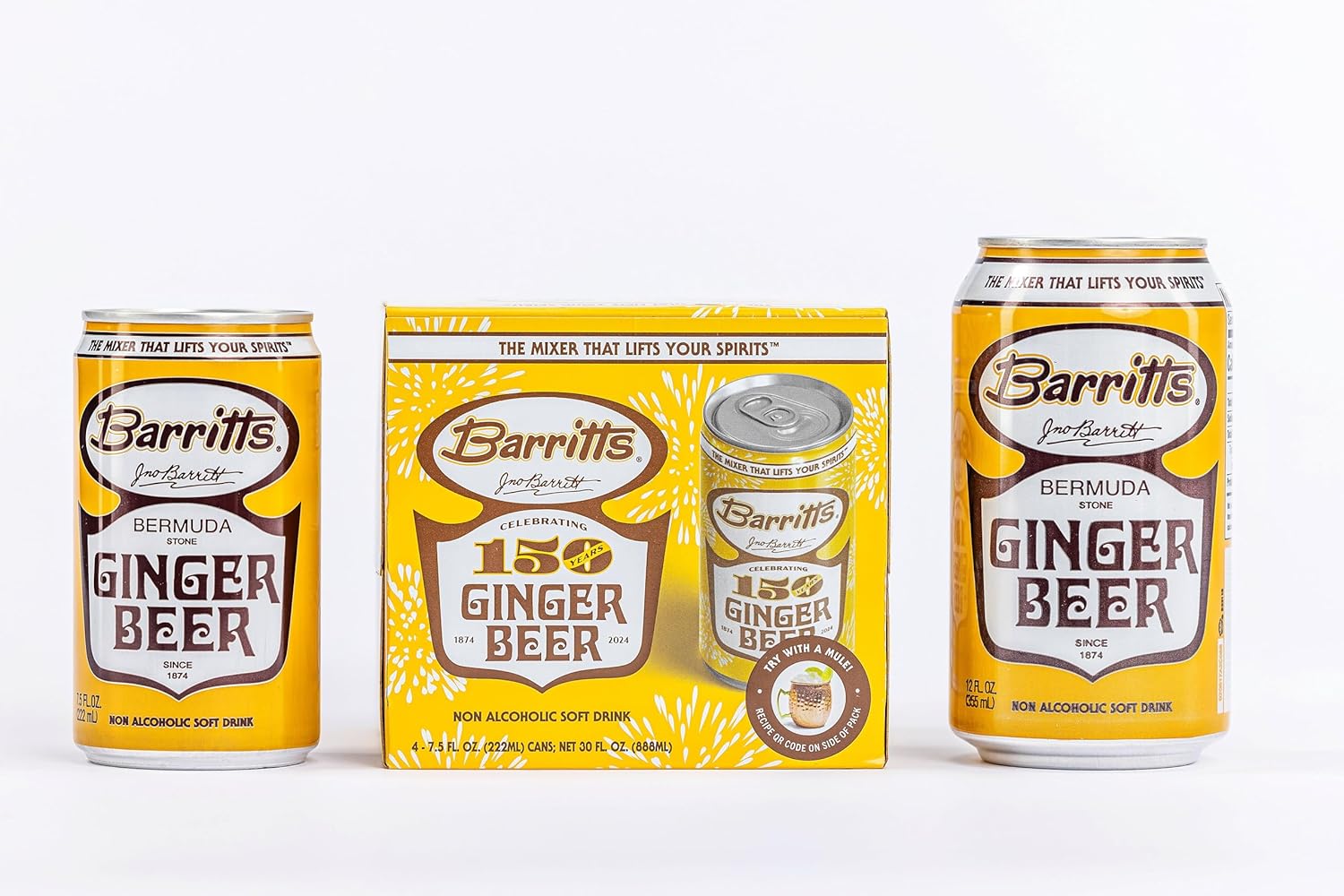 Barritt's Mixers - Ginger Beer Original Ginger Beer, Non-Alcoholic Soda Cocktail Mixer, 7.5 fl oz Cans, 24 Pack, Mini