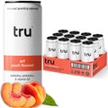 Tru Gut Seltzer, Sparkling Water with Prebiotics, Probiotics & Vitamin B3, Peach Juice & Natural Flavor, Lightly Carbonated, Gluten Free, Vegan, Caffeine Free, Low Calorie, 12 FL OZ Cans, 12 Pack