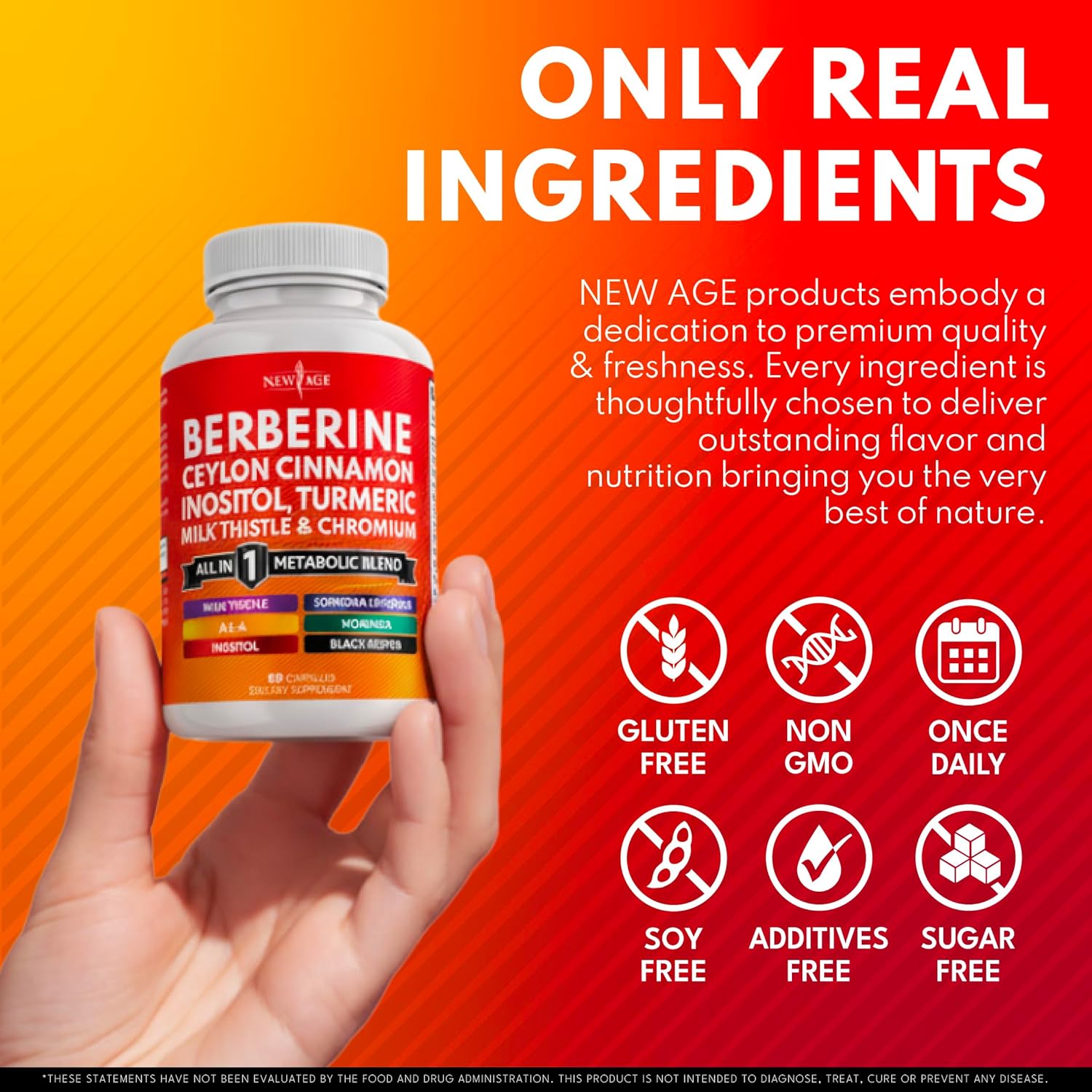 Berberine and Ceylon Cinnamon Supplement - Bitter Melon, Glucomannan, Gymnema Sylvestre, Chromium, Moringa, Milk Thistle, Turmeric, Inositol Pills - 180 Count