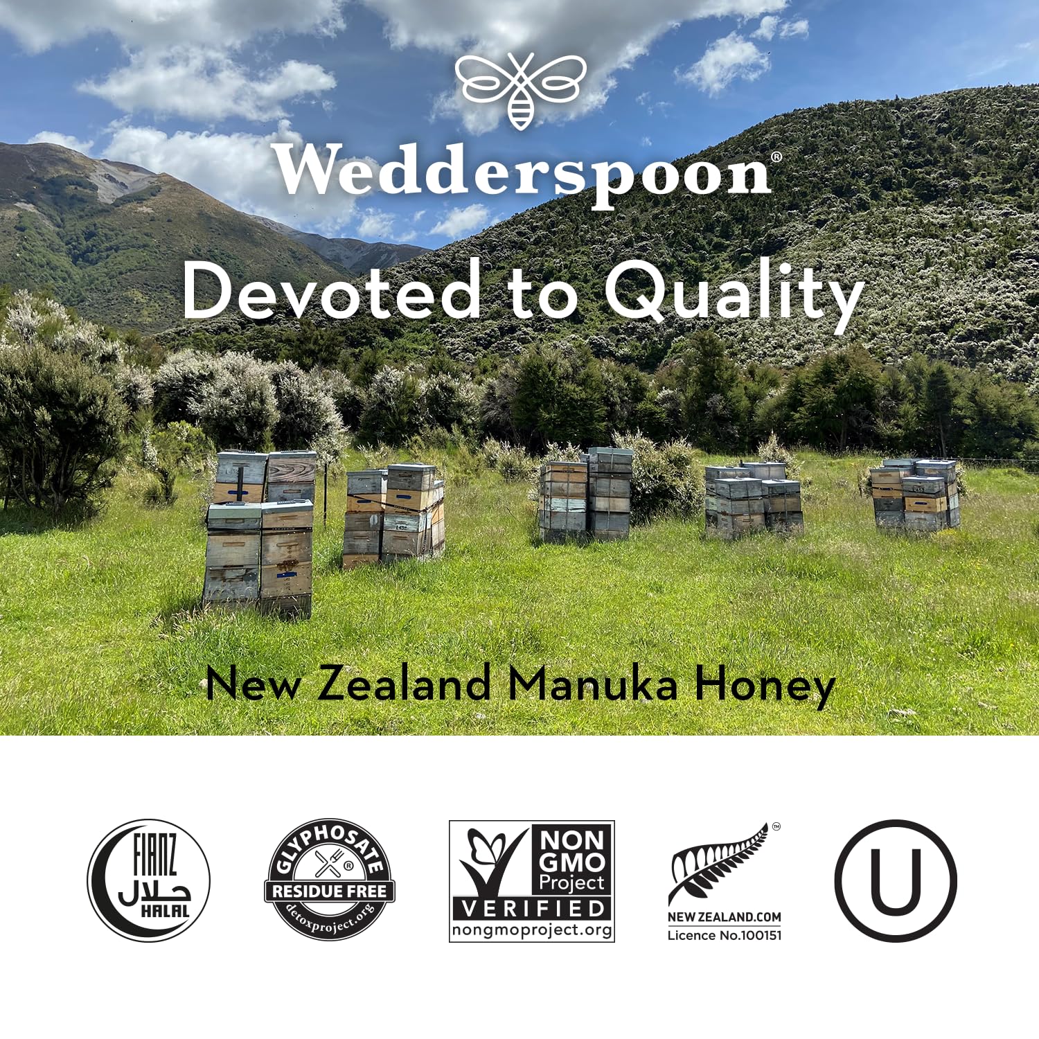 Wedderspoon Raw Premium Manuka Honey, 850+ MGO, 8.8 Oz, Unpasteurized New Zealand Honey, From Our Hives to Your Home