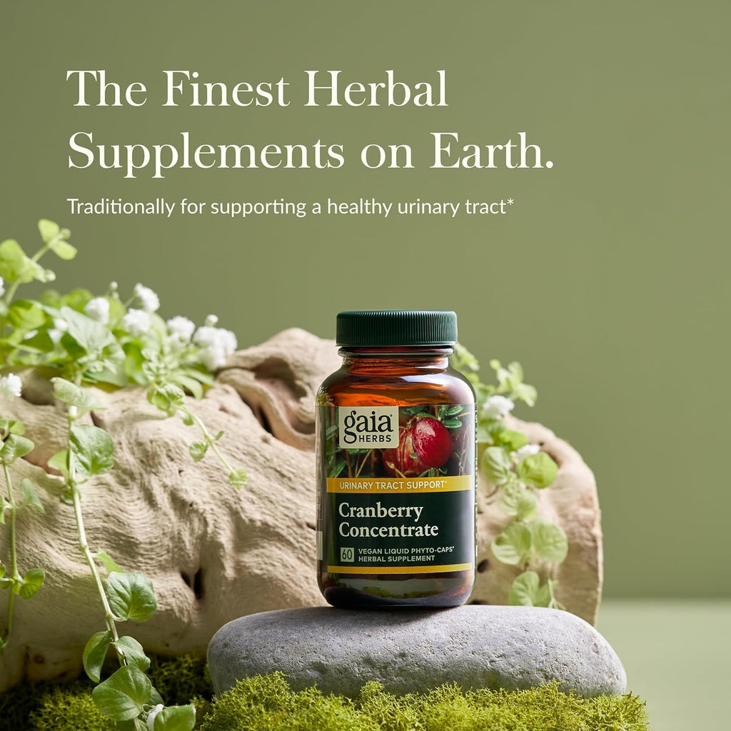 Gaia Herbs Cranberry Concentrate - Helps Maintain Urinary Tract Health - Made with Organic Cranberry Fruit Juice Extract in Convenient Capsules - 60 Vegan Liquid Phyto-Capsules (30-Day Supply)