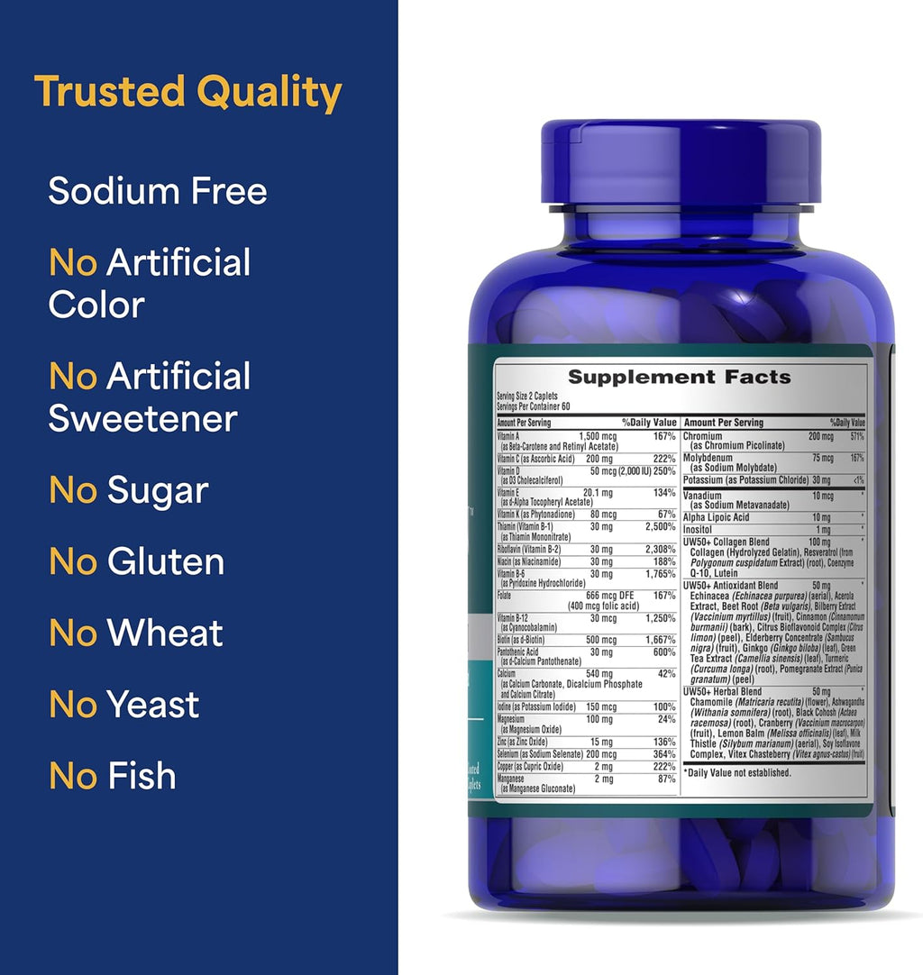 Puritan's Pride Ultra Woman 50 Plus High Potency Performance Time Release Daily Multivitamin with Zinc, Supplement to Support Healthy Aging and Cellular Energy Production, 2 Month Supply, 120 Count