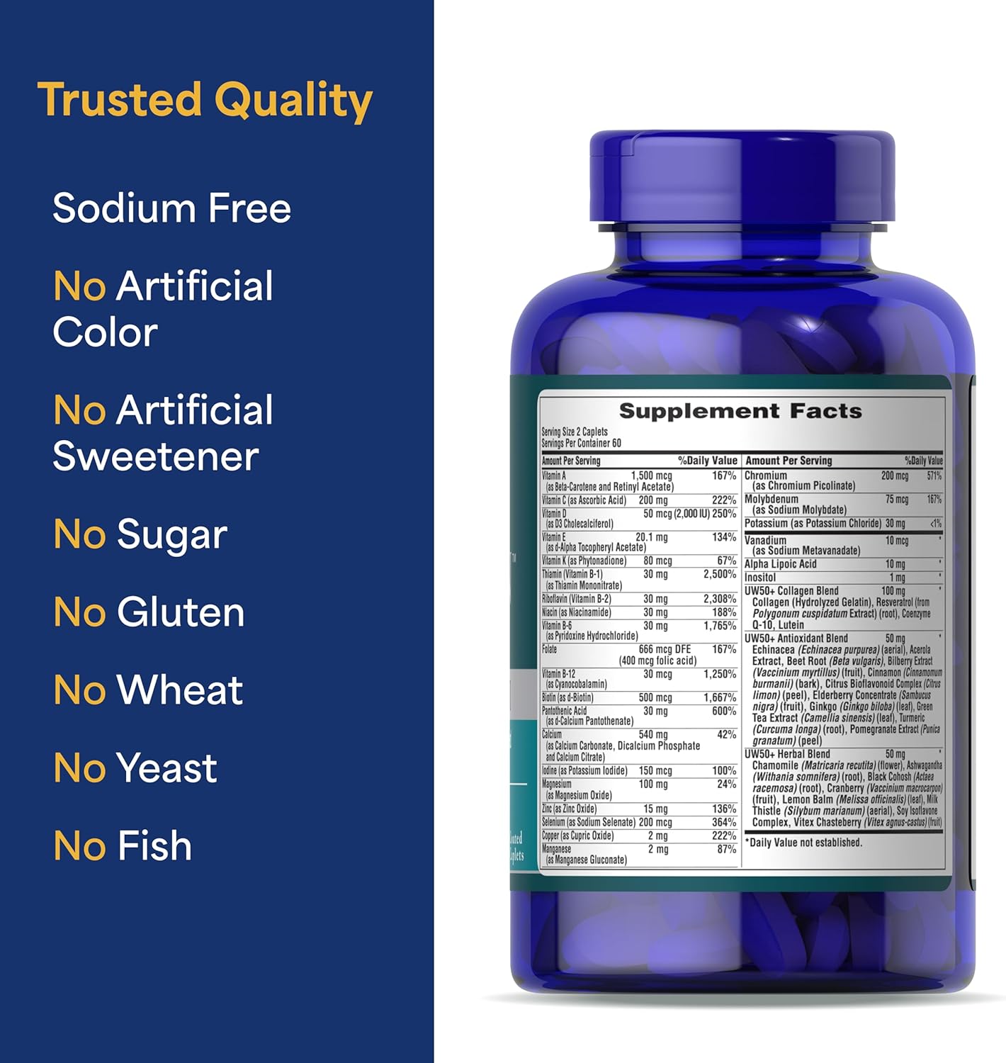 Puritan's Pride Ultra Woman 50 Plus High Potency Performance Time Release Daily Multivitamin with Zinc, Supplement to Support Healthy Aging and Cellular Energy Production, 2 Month Supply, 120 Count
