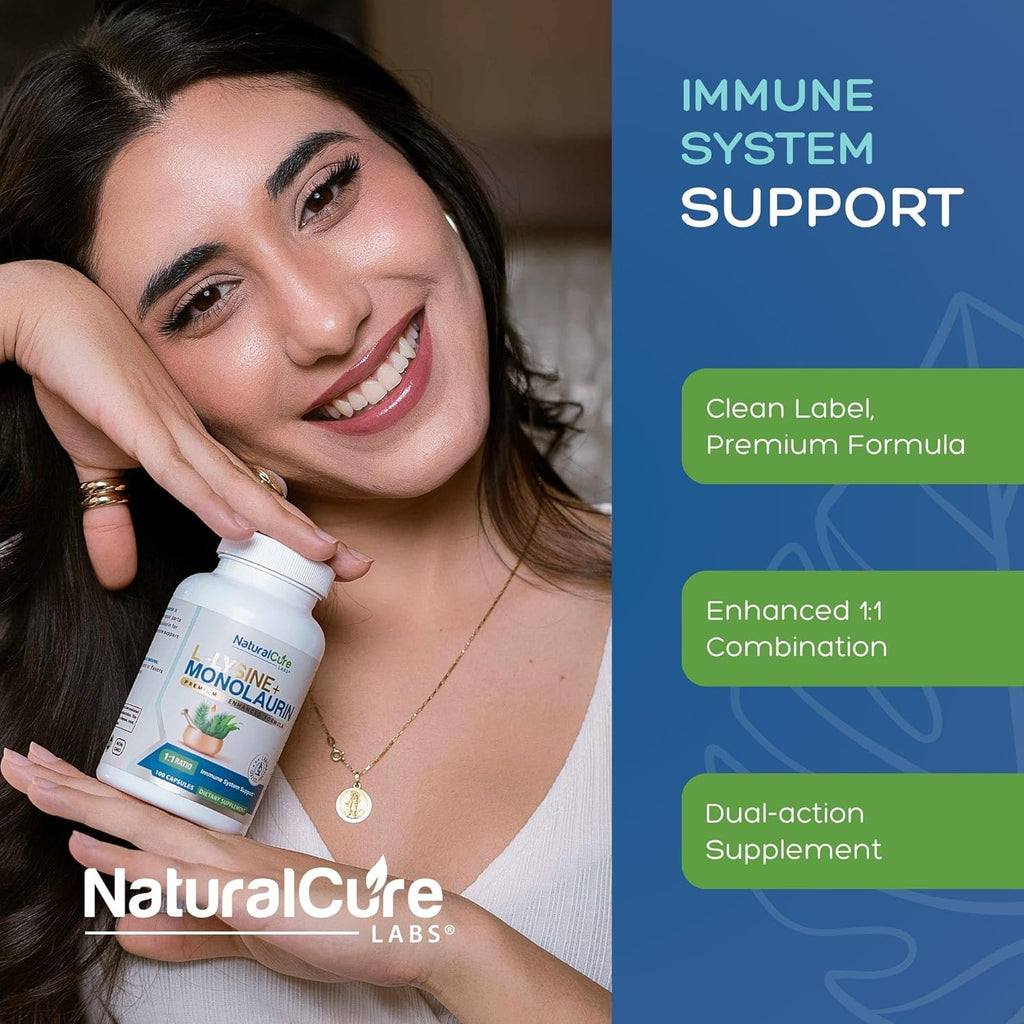 L-Lysine + Monolaurin 600mg 1:1 Ratio, 100 Capsules