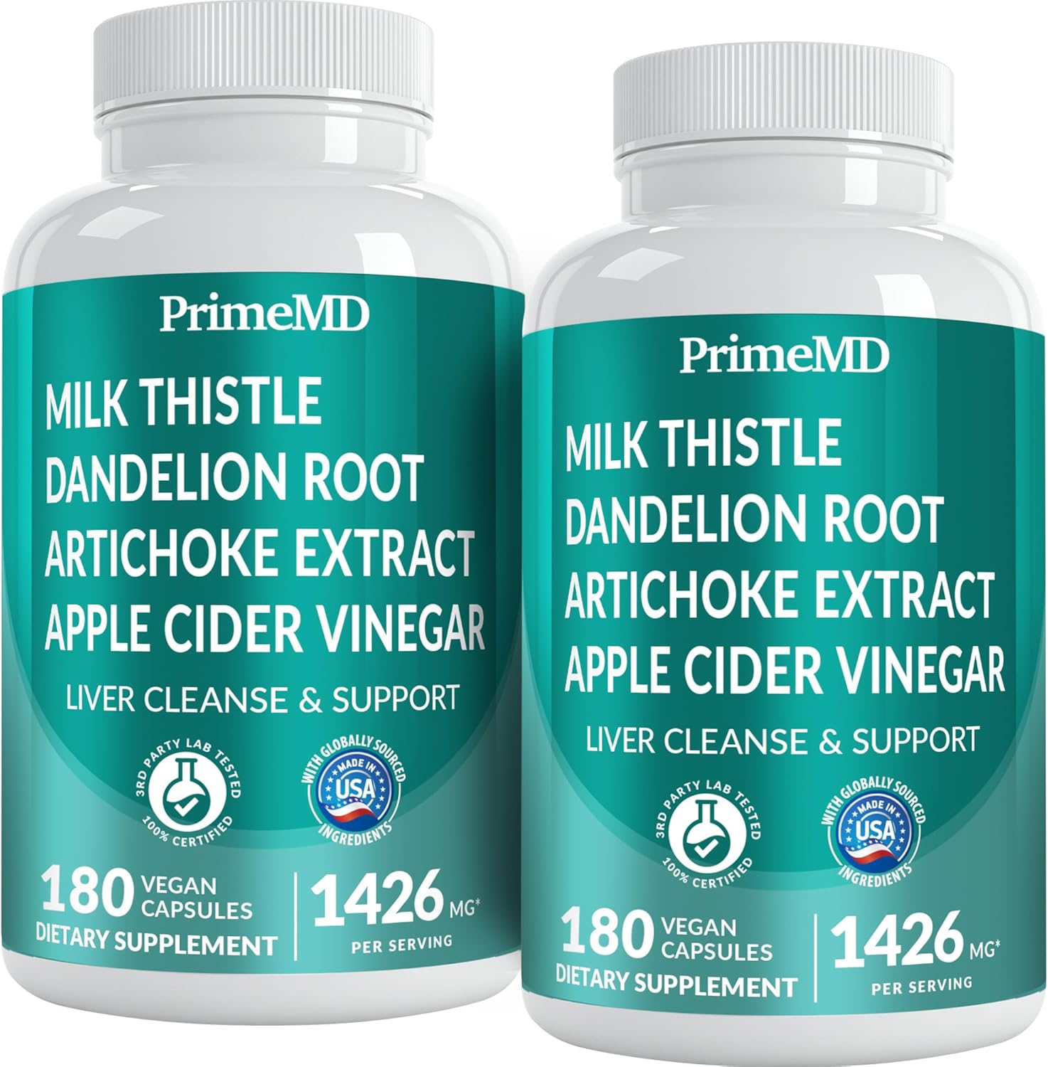 32-in-1 Liver Support with Milk Thistle Supplement – Liver Detox with Silymarin, Artichoke Extract & Beetroot Powder – Comprehensive Wellness Formula for Liver Cleanse – 1426mg (180 count) (Pack of 2)