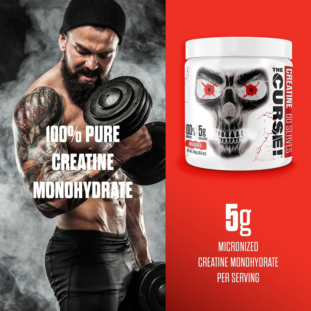 JNX SPORTS The Curse! Creatine Monohydrate Powder 60 Servings | Pure Micronized Creatine 5g Per Serving | 300g - 10.6 Ounce