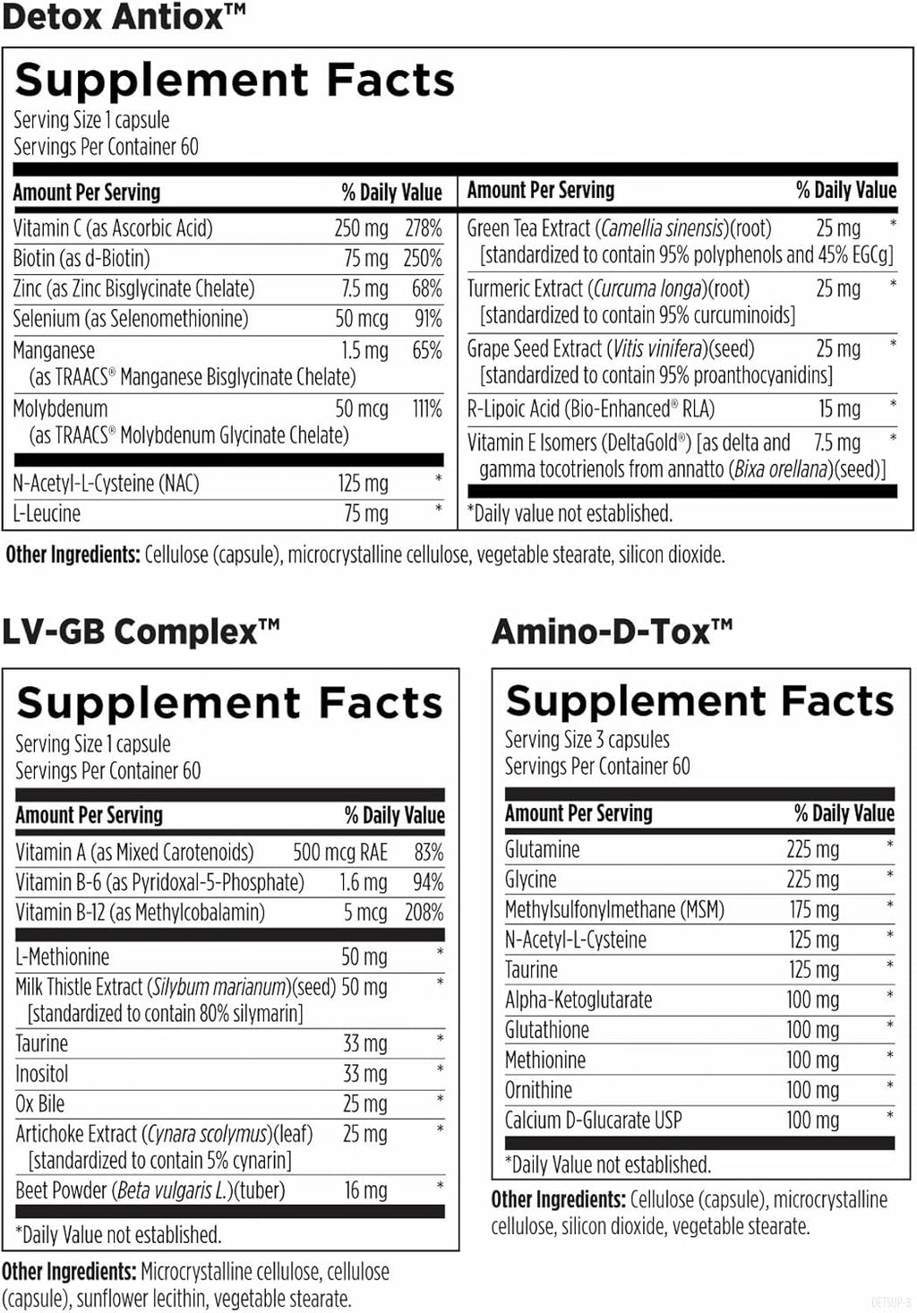 Designs for Health Detoxification Support Packets - 3-Part Easy Full Body Detox, Liver Cleanse Support Kit - Detoxify with Nutrients, Calcium D-Glucarate, Milk Thistle + More (60 Packets)