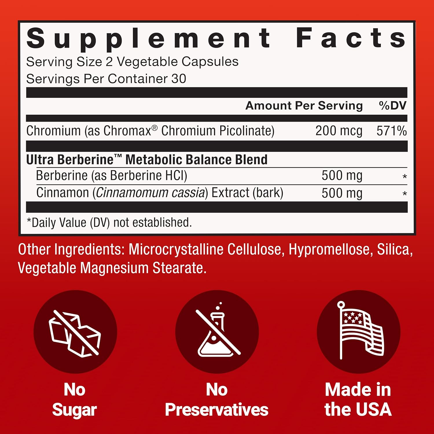 FORCE FACTOR Ultra Berberine, Berberine Supplement with 500mg Berberine HCl Plus Chromium & Cinnamon Bark Extract to Support Metabolism & Daily Wellness, Non-GMO, Gluten Free, 60 Vegetable Capsules