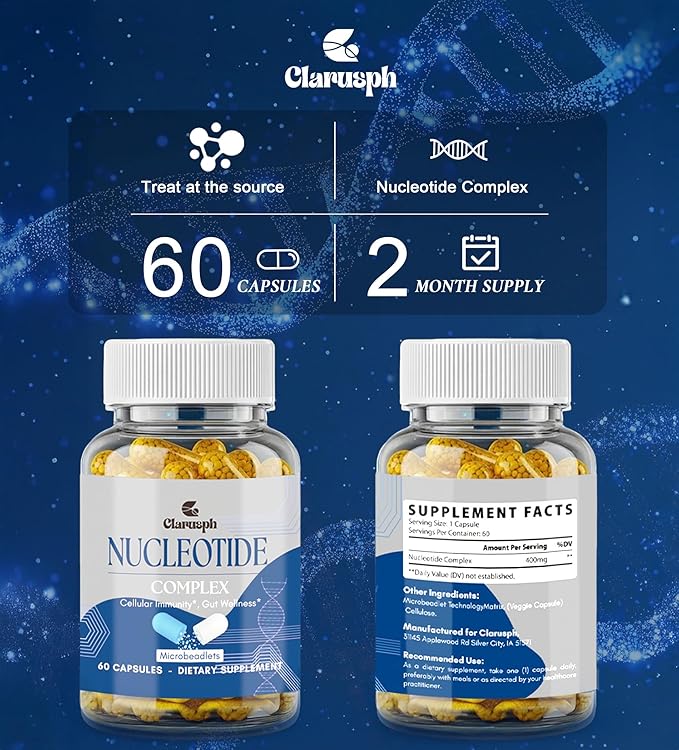 Immunity* Supplement, Immune* Nucleotide Complex Blend 400mg Including AMP, CMP, GMP, UMP, Nucleo Immune*, 60 Capsules