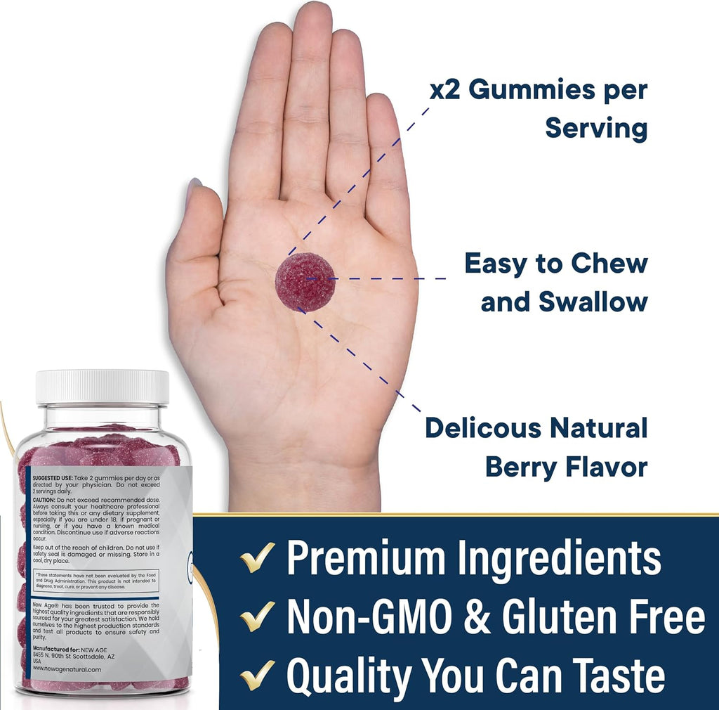 NEW AGE Zinc Gummies - 50mg High Immune Booster Zinc Supplement, Immune Defense, Powerful Natural Antioxidant, Non-GMO 180 Count (Pack of 3)
