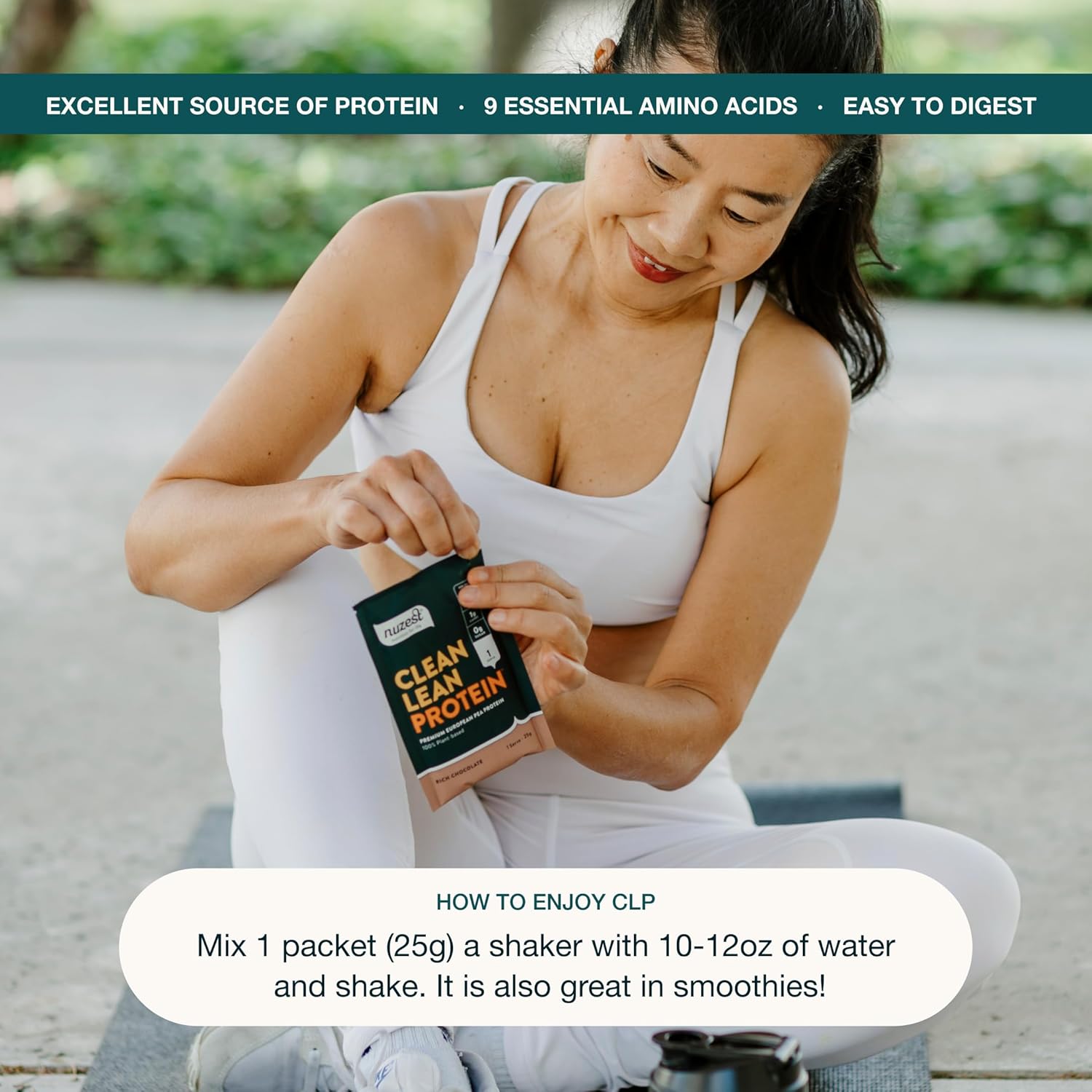 Nuzest - Pea Protein Powder - Clean Lean Protein, Premium Vegan Plant Based Protein Powder, Dairy Free, Gluten Free, GMO Free, Naturally Sweetened Protein Shake, Real Coffee, 1 Serving, 0.9 oz