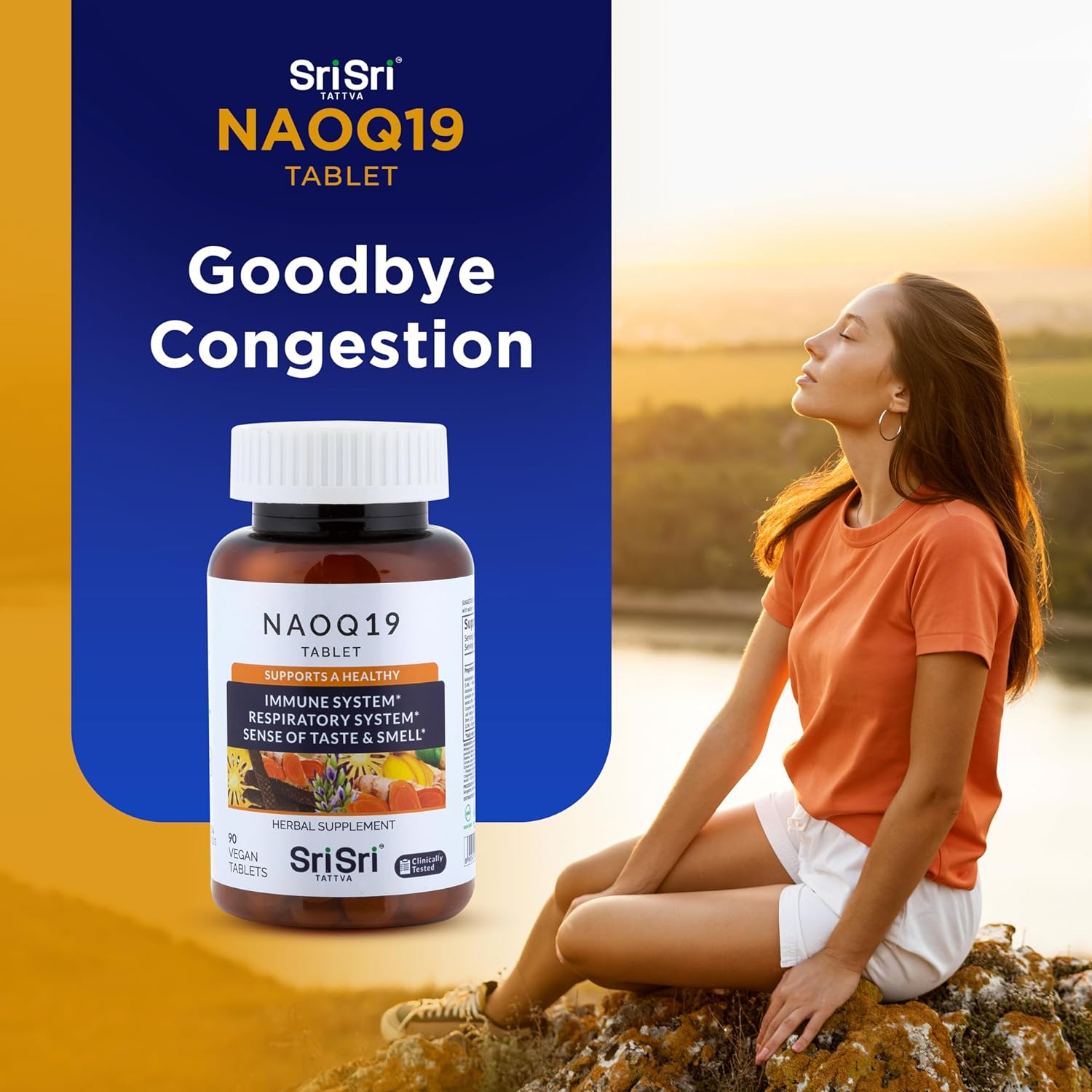 SRI SRI TATTVA NAOQ19 Immunity Support – Ayurvedic Herbal Supplement with Ashwagandha, Turmeric, Licorice, Tulsi, Andrographis – Respiratory & Adrenal Support – 19 Herbs & Adaptogens – 90 Capsules