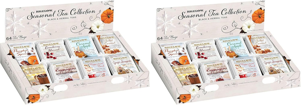 Bigelow Tea Seasonal Collection, Variety Gift Box Sampler, 64 Tea Bags, (Pack of 2)