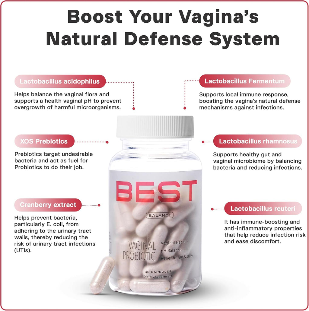 Best Vaginal Probiotics for Women, Probiotics for Women Vaginal Health - pH Balance with 4 Lactobacillus Probiotic for Woman, Urinary Health Support, Clinically Proven Cranberry Blend - 30 Day Dupply