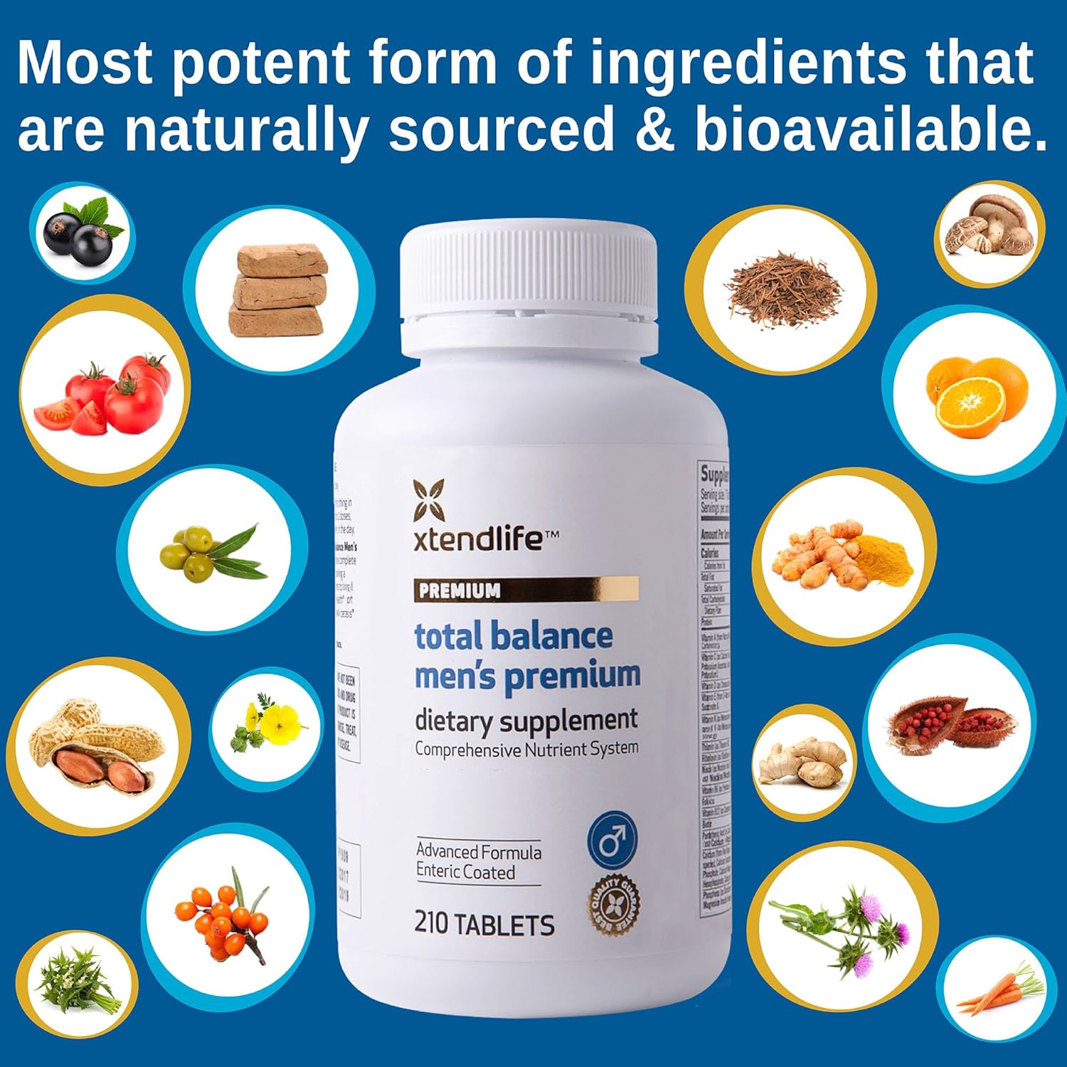 Xtendlife Total Balance Men's Premium Extra Strength Daily Multivitamin & Mineral - 90+ Nutrients for Complete Immune, Heart, Digestive, and Cellular Health - 30 Day Supply