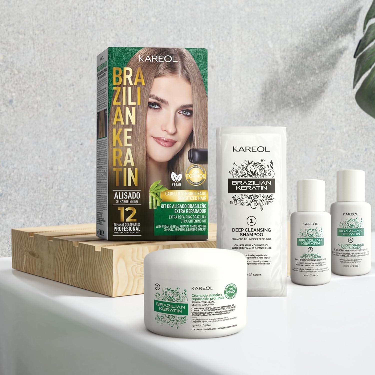 Keratin Hair Treatment Kit - Brazilian Keratin Straightening Kit - Formaldehyde Free - Repairs & Strengthens Hair - Keratina Para Alisar El Pelo, Alisado Brasileño Keratina