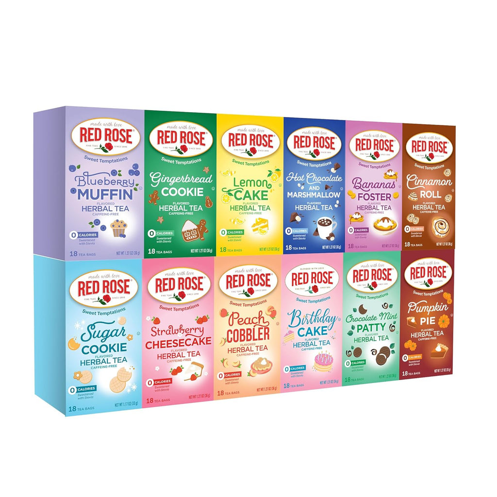 Red Rose Sweet Temptations Dessert Tea BUILD YOUR OWN BUNDLE Choose four or More Flavors Zero Sugar, Caffeine Free Flavored Delicious Beverage Herbal Tea (Minimum 4 Selections & Maximum 12 Selections)