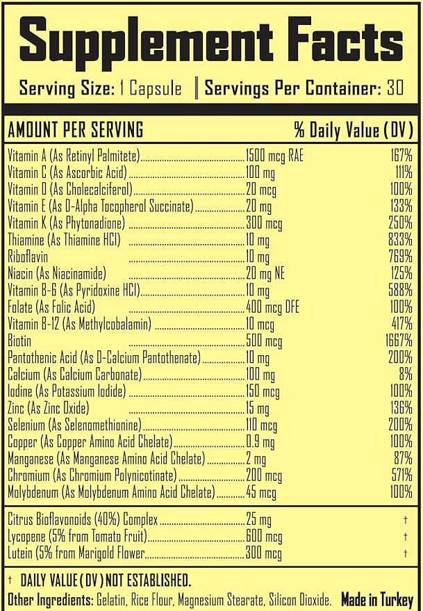 Primal Multivitamin - 21 Essential Vitamins & Minerals - Daily Vitamin & Mineral Supplement - Energy & Wellness Support - 30 Capsules