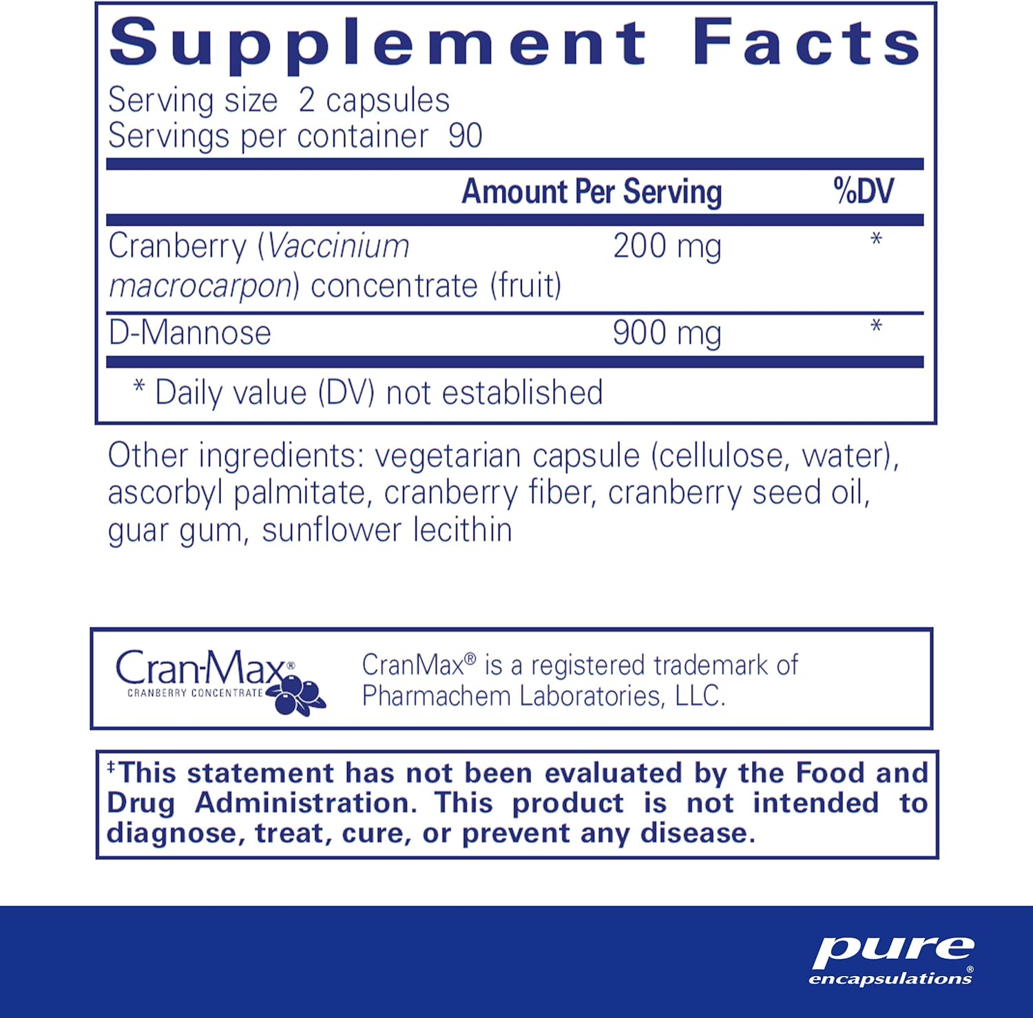 Pure Encapsulations Cranberry D-Mannose - Supports Urinary Tract Health* - with Cranberry Fruit Solids - Vegan & Non-GMO Dietary Supplement - 180 Capsules