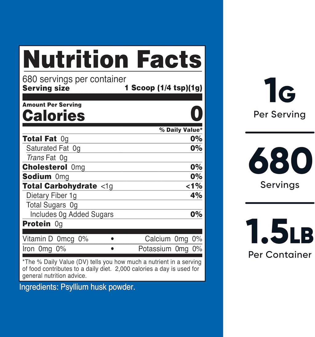 Nutricost Psyllium Husk Powder (1.5 Pounds) - GMO-Free, Gluten-Free