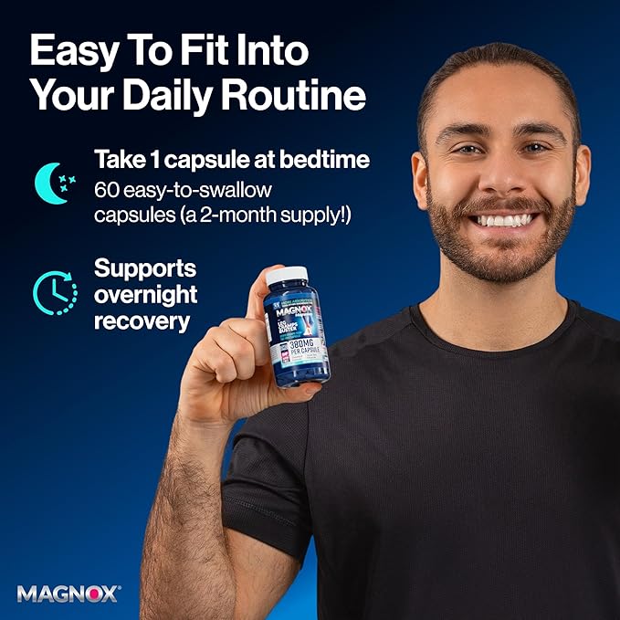 MAGNOX® Buster | Patented Clinically Tested 380mg Magnesium Supplement for Spasms & Leg Cramps at Night | One Capsule a Day for Almost Full Dosage | 3X More Absorption | Dead Sea Minerals (60 Caps)