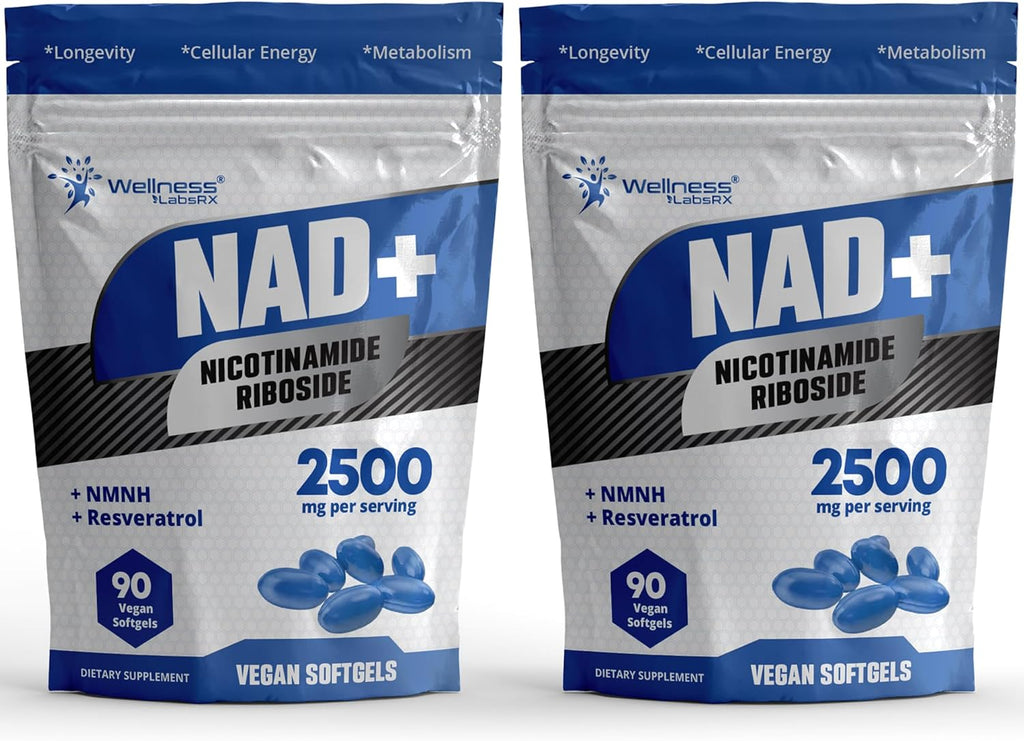 Liposomal NAD+ Supplement - NAD Softgels Nicotinamide Riboside Resveratrol - 2500mg Liposomal NAD Supplements for Women - Metabolism Support, Support Cellular Health and Longevity - 2 Pack