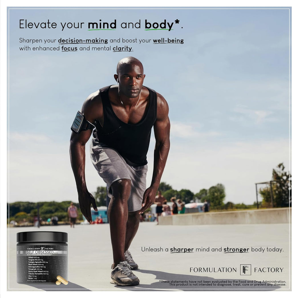 Formulation Factory Self Obsessed Starter 10-in-1 Masculinity Maximizer Supplement for Men with Shilajit, Tongkat Ali, Ashwagandha, Fenugreek to Support Muscle, Drive, Strength 180 Count (Pack of 3)