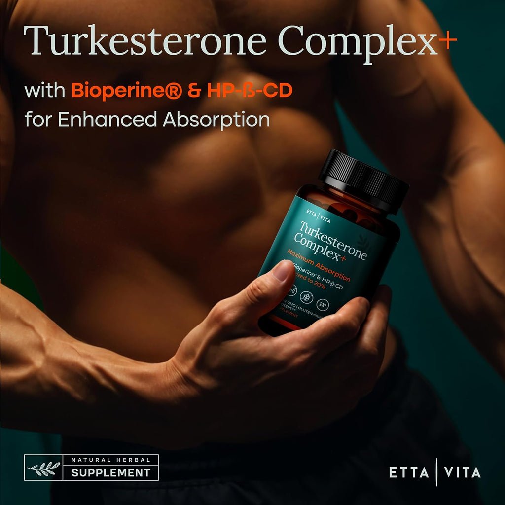 Testosterone Supplement for Men - Extra Strength Turkesterone 500mg (Made in USA, 3rd Party Tested for Purity and Potency) - Natural Test Support for Lean Muscle Growth, Strength, Recovery and Stamina