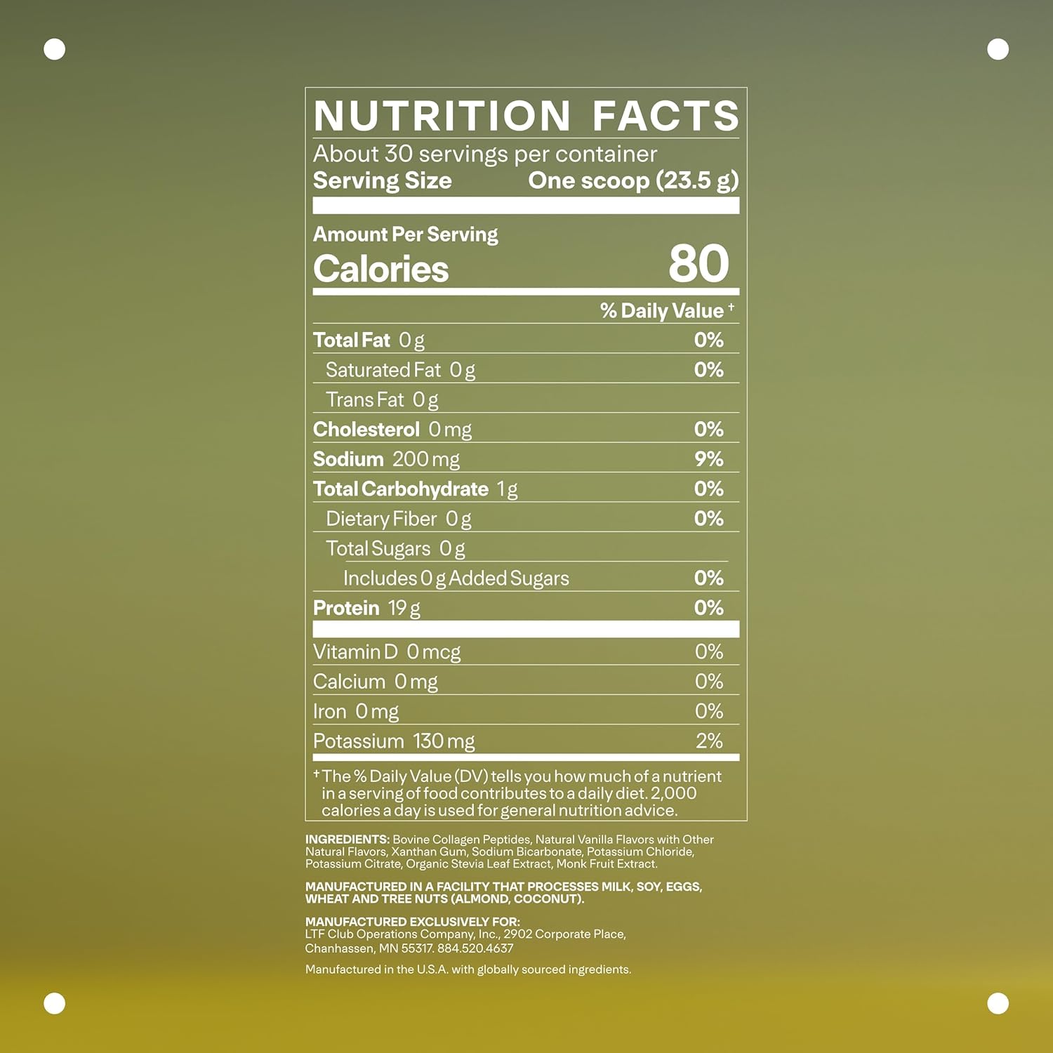 LTH Prime Collagen Peptides - Trusted by Life Time Fitness Members - Collagen Powder for Digestive Health - Supports Healthy Joints, Hair & Skin - from Grass-Fed Cows - Vanilla - 30 Servings