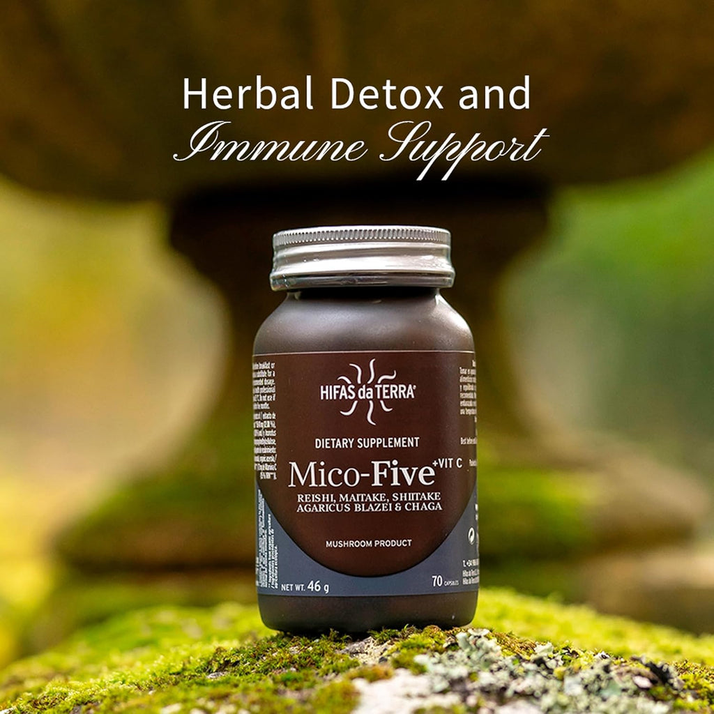 HIFAS DA TERRA Mico-Five - Mushroom Complex, Mushroom Supplement with Organic Reishi, Shiitake, & Chaga, Herbal Nootropic & Immune Support, Adaptogen for Women & Men - 70 Vegan Capsules