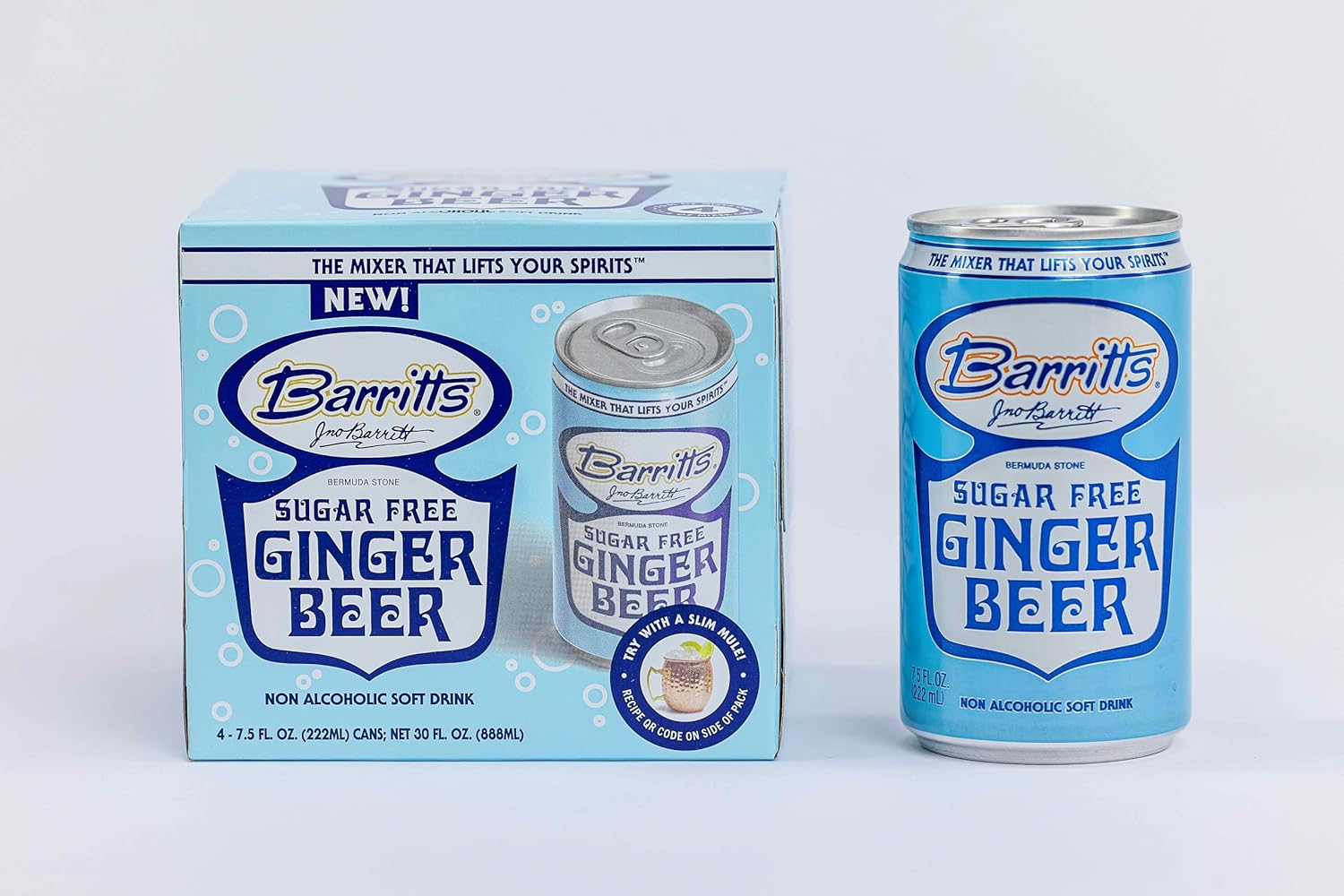 Barritt's Mixers - Ginger Beer Mix, Non-Alcoholic Soda Cocktail Mixer, 7.5 fl oz Cans, 24 Pack, Mini