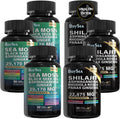 Boysea.Shilajit and Sea Moss Bundle - 90 Count - Sea Moss 7000mg, Black Seed Oil 4000mg, Ashwagandha 2000mg, Ginger & Shilajit 9000mg, Rhodiola Rosea 1000mg, All in 1 Supplements (3 Pcs)