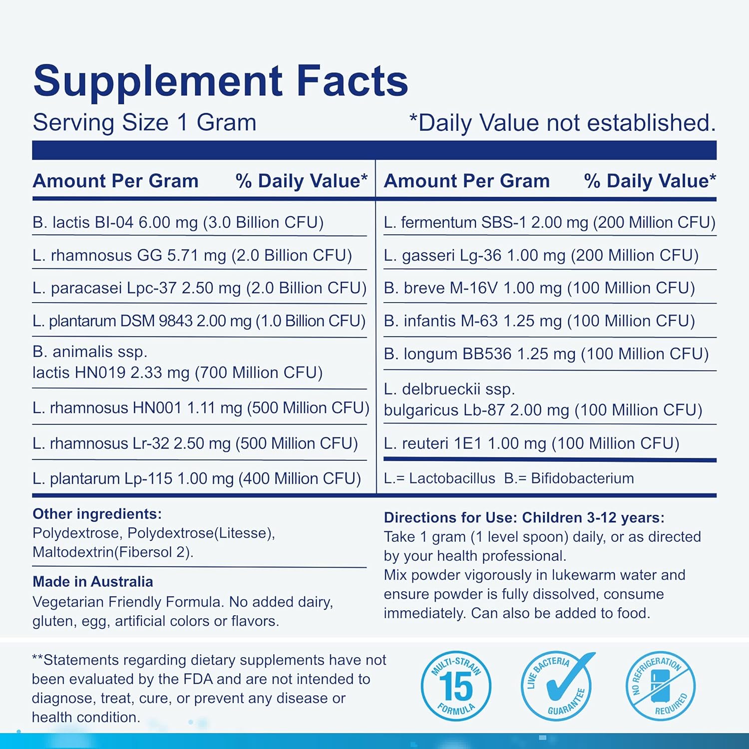 Life-Space Probiotic for Children 3-12 Years,10 Billion CFU & Multi Strain, Improve Appetite for Relieve Picky, Boost Digestive Health & Immune, Support Children's Overall Health, 60 Grams
