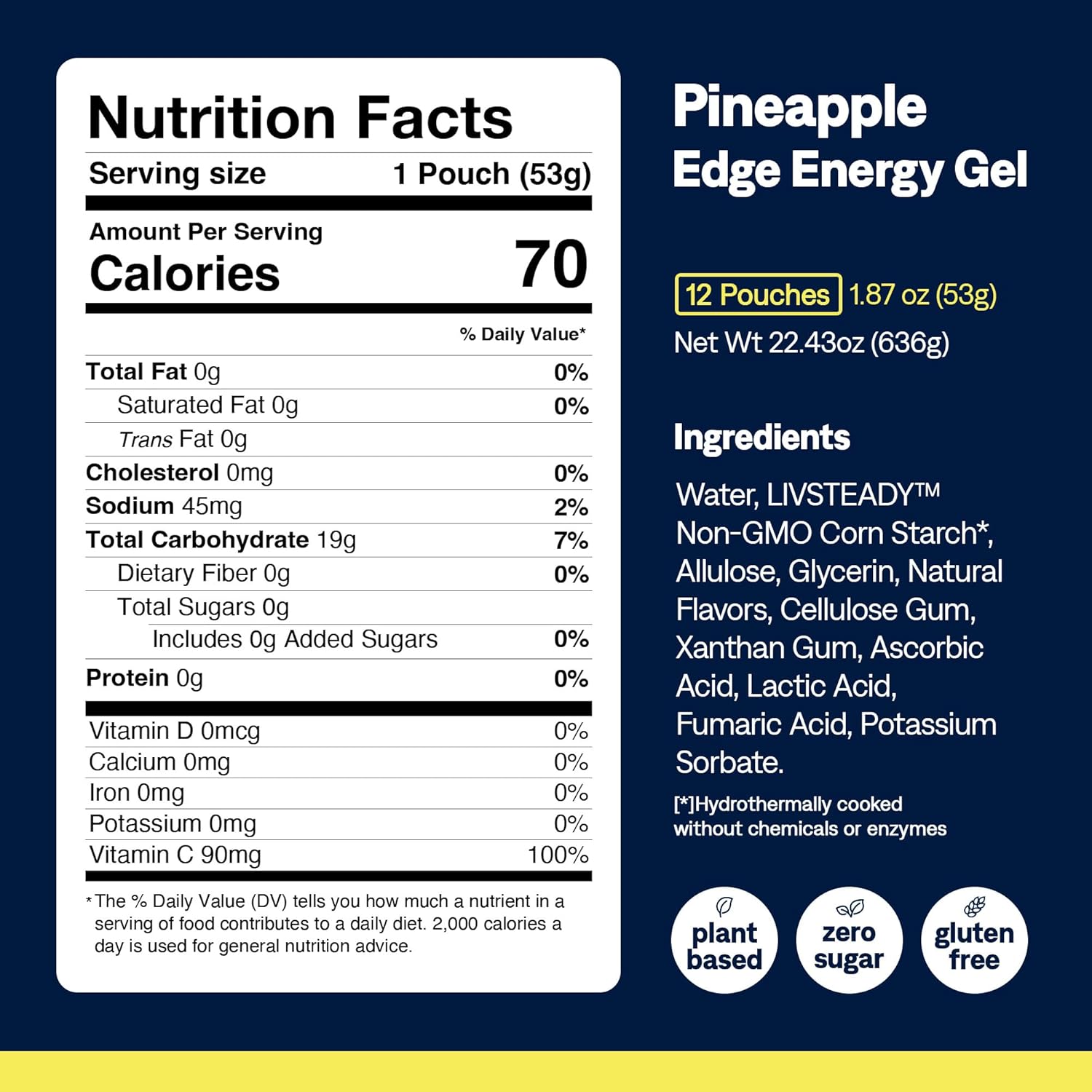 UCAN Edge Energy Gel Shots, Pineapple (12, 1.87 Ounce Packets) for Running, Training, Workouts, Fitness, Cycling, Crossfit | Sugar-Free, Vegan, & Keto Friendly Energy Supplement