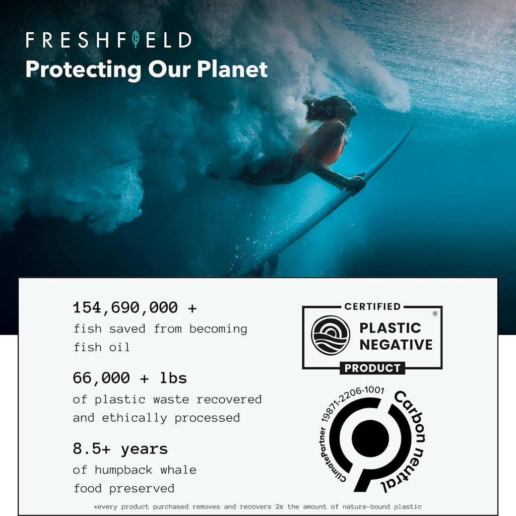 Freshfield Vegan Omega 3 DHA: Algae Oil, Most Reviewed, Carrageenan Free, Sustainably Sourced, Tested, No Heavy Metals, Fish Oil Alt, Plant Based Omega. Supports Heart, Brain, Joint Health w/DPA