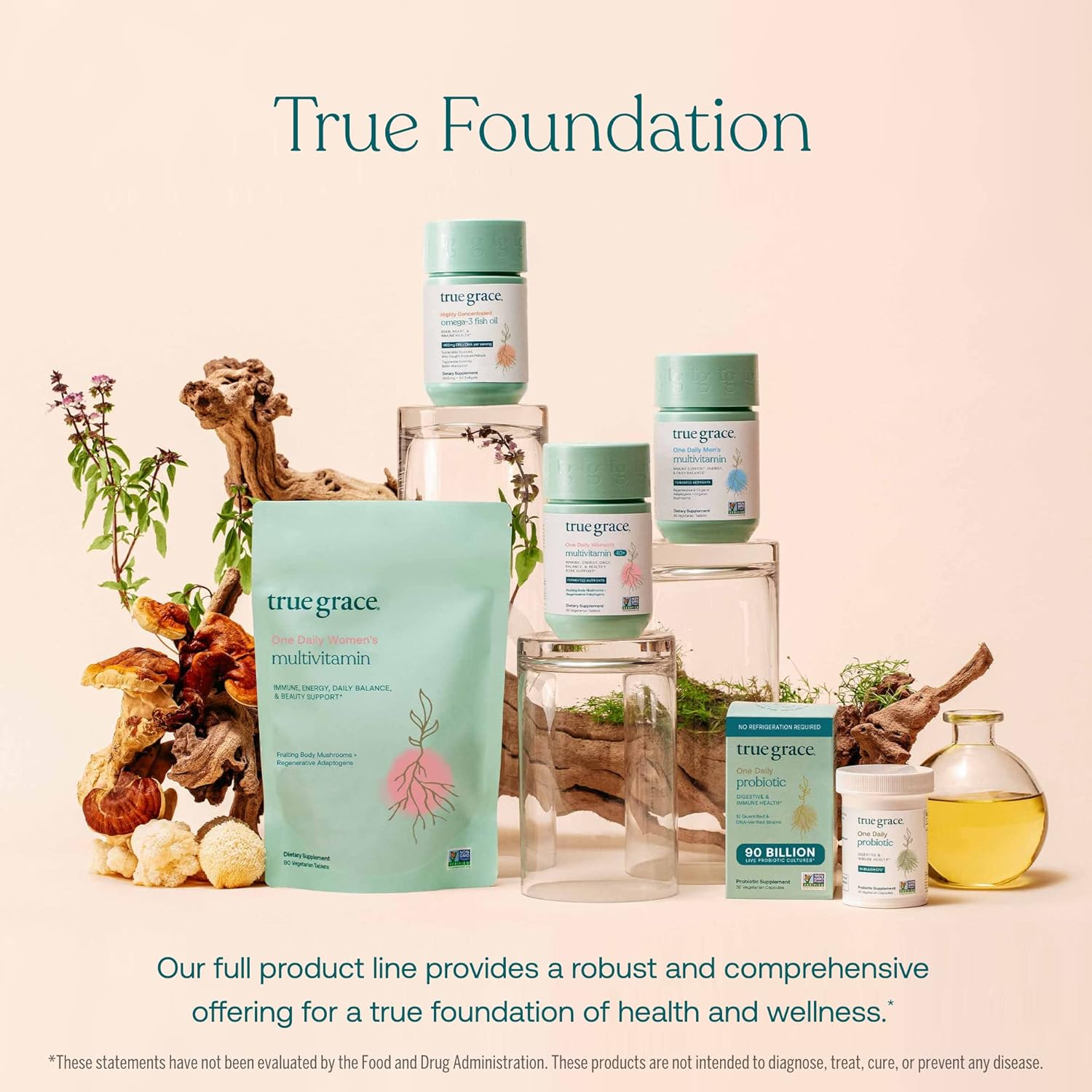 True Grace One Daily Probiotic - 30 Vegetarian Capsules - 90 Billion CFU - Gut, Digestive & Immune Health Support Blend with Prebiotic Fiber - Gluten & Soy Free
