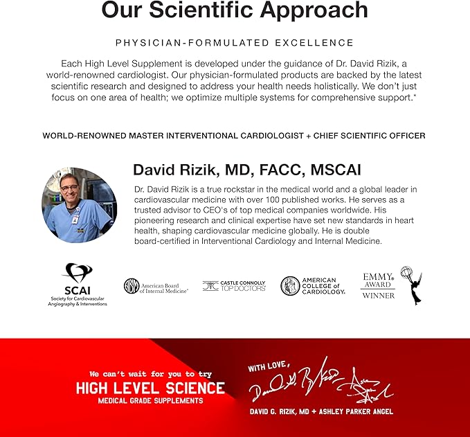 High Level Science CoQ10, Omega-3, Vitamin E - Cardiologist Formulated for Heart + Body + Mind Health with DHA/EPA, Antioxidant for Energy, Superior Bioavailable Fish Oil - Gluten Free