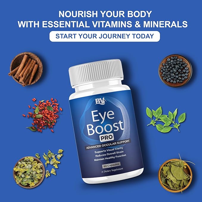 BLUE VIBE Eye Boost Pro Maximum Strength Overall Health & Wellness Support Supplement, Official EyeBoost Advanced Premium Wellness & Health Management Formula Supplement Pills (60 Capsules)