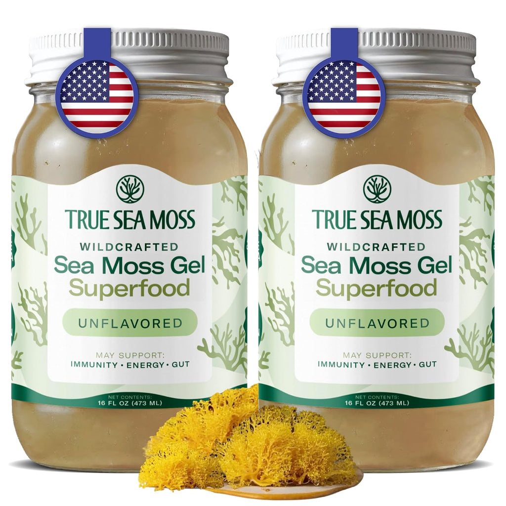 TrueSeaMoss Sea Moss Gel – Made in USA – Wildcrafted Seamoss, Dried Seaweed & Sea Vegetables – Original, Pack of 2 (Labels May Vary)