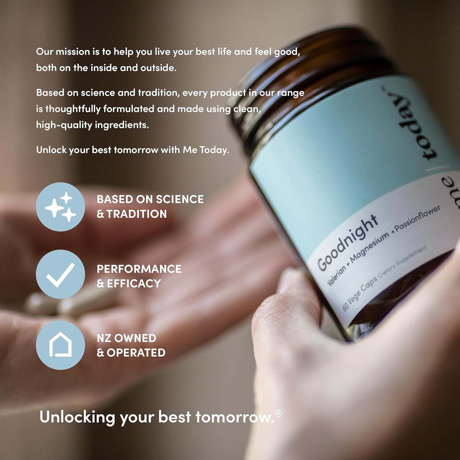Me Today Goodnight Magnesium Sleep Aid Supplement –Supports Restful Sleep, Calm & Relaxation – Vegan Magnesium for Muscle Relaxation & Calmness – 60 Servings