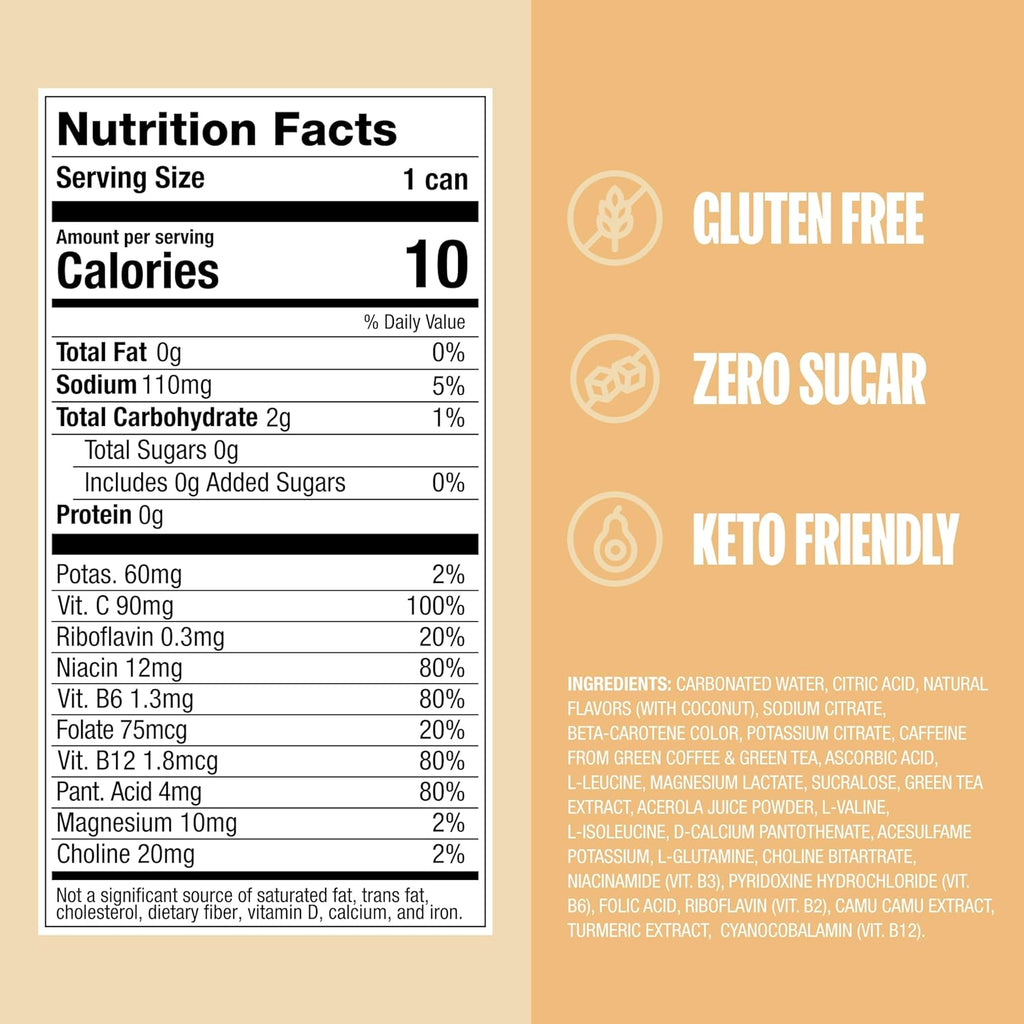 ZOA Zero Sugar Energy Drinks, Pineapple Coconut - Sugar Free with Electrolytes, Healthy Vitamin C, Amino Acids, Essential B-Vitamins, and Caffeine from Green Tea - 12 Fl Oz (12-Pack)
