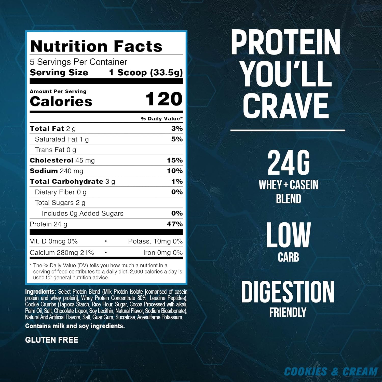 PEScience Select Protein Powder, Whey and Casein Blend, Clean Protein Powder for Women and Men, Low Calorie, Low Carb, Keto Friendly, Gluten Free, Cookies and Cream, 5 Servings