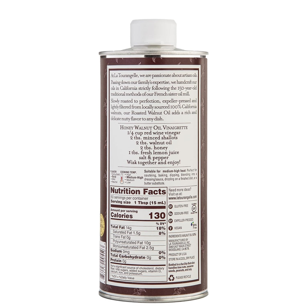 La Tourangelle, Roasted Walnut Oil, Plant-Based Source of Omega-3 Fatty Acid, Cooking, Baking, & Beauty, 25.4 Fl Oz