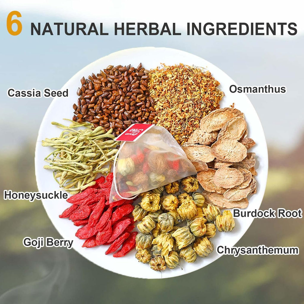 TEARELAE - Chrysanthemum Cassia Seed Tea - Nourishing Liver Tea - 8g x 20 Count - Burdock Root, Goji Berry, Honeysuckle, Osmanthus - Natural Herbal Chrysanthemum Tea Bags - Liver Clean & Detox