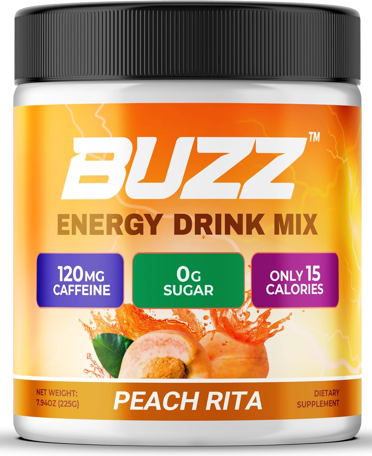 Morning Buzz Energy Drink Powder - Energy Boost Drink Mix - Sugar-Free Energy with Antioxidants - Morning Kickstart and Sports Nutrition Endurance Product - 30 Servings, Peach Rita, 8 Ounces