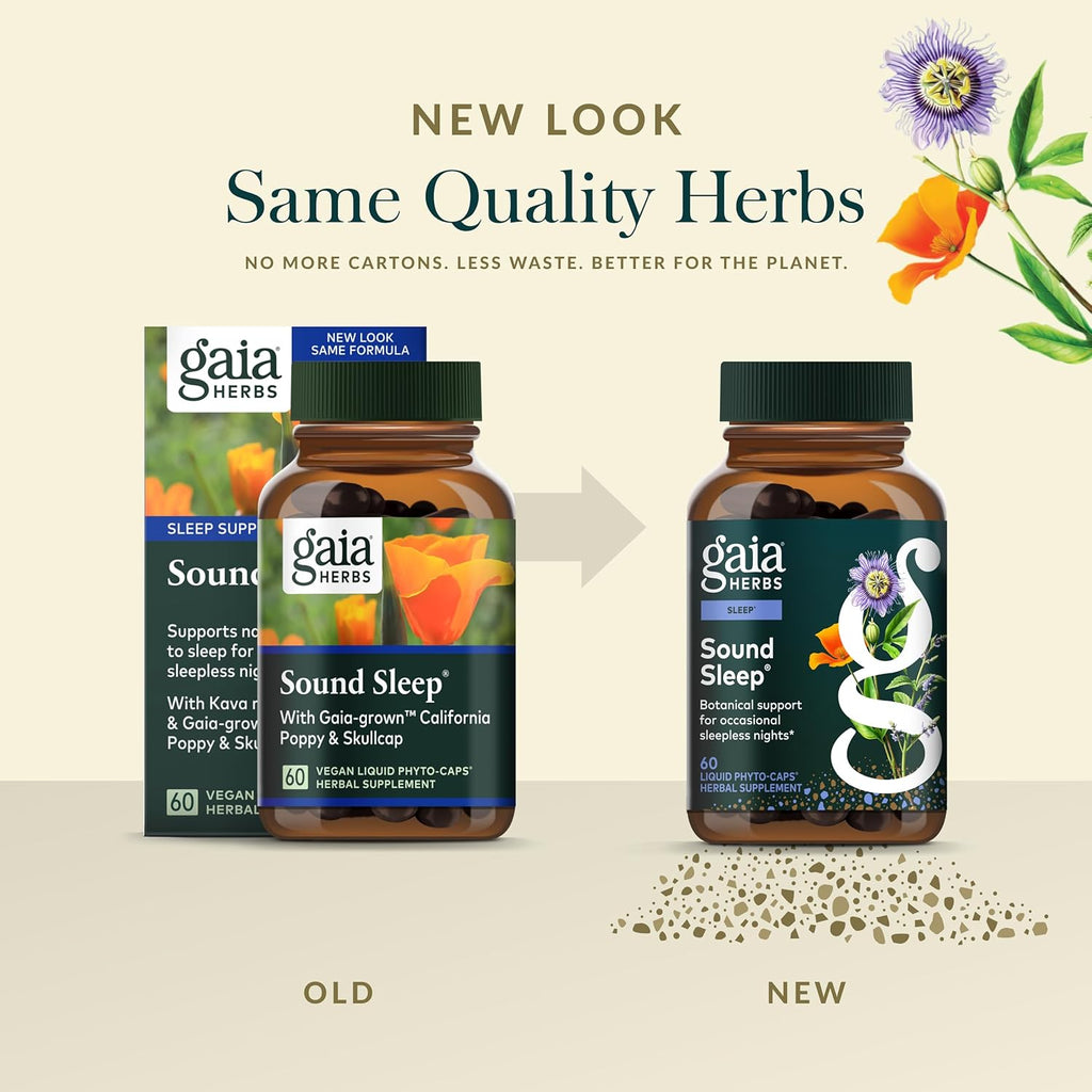 Gaia Herbs Sound Sleep - Natural Sleep Support to Promote Calm & Relaxation - with Valerian Root, Passionflower & More - 60 Vegan Liquid Phyto-Capsules (20-Day Supply)